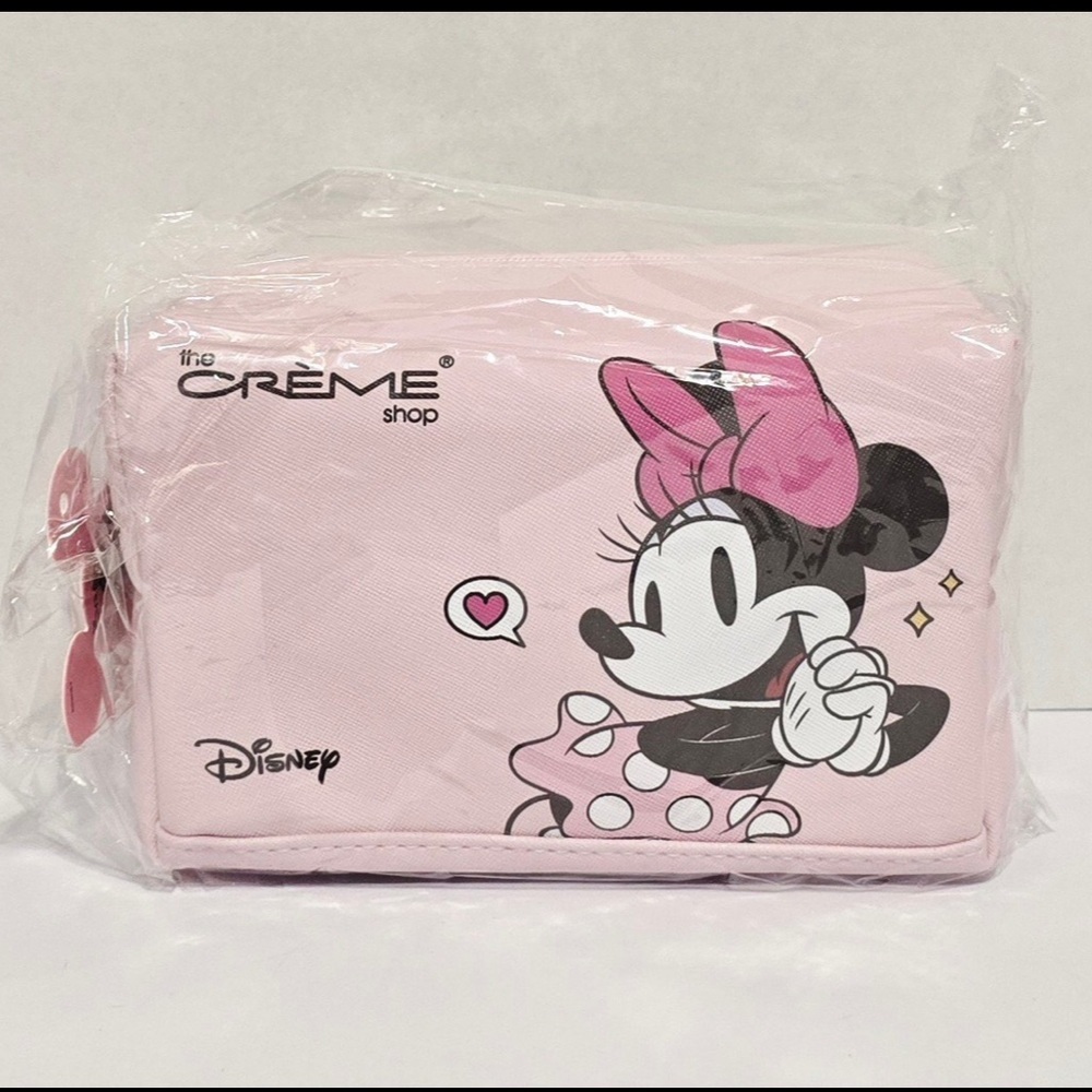 NWT The Crème Shop Pink Mickey & Minnie Mouse Cosmetic Bag Limited Edition NWT